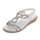 Women's Summer Slip On Wedge Casual Rhinestones Hollow Holiday Anti Slip Sandals