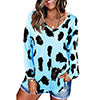 Women's Leopard Print V Neck Loose Fit Long Sleeve T Shirts Casual Comfort Tops