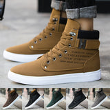 Mens Casual Comfort Shoes Flat Lace-Up Outdoor Hiking Work High Top Sneakers