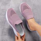 Women Flying Weaving Slippers Mules Slip On Round Toe Casual Athletic Shoes Flat