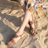 Women's Boho Rhinestone Casual Sandals Summer Beach Flip Flops Size 4.5-11.5