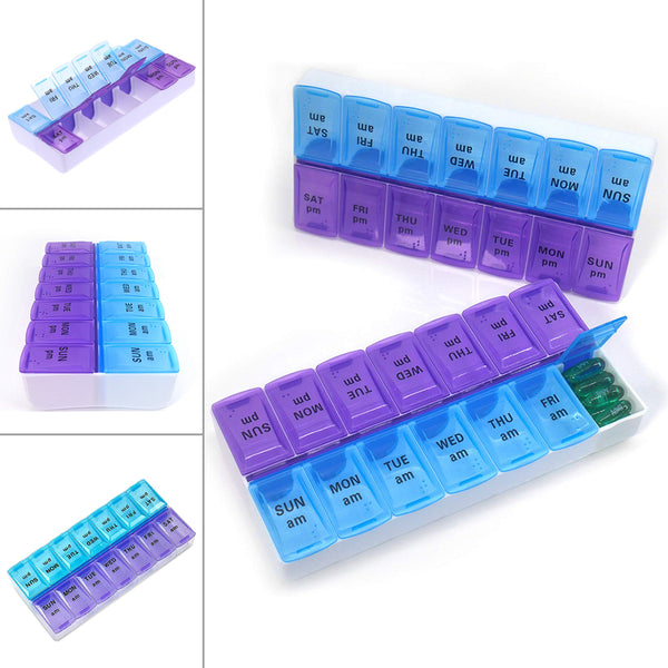 Weekly Pill Box Organizer Twice A Day 7 Day AMPM Organizer Case Medicine Storage