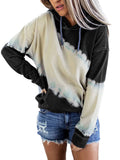 Women Casual Loose Hoodie Tie Dye Print Hooded Long Sleeve Sweater Pullover Tops