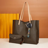 Women PU Leather Tote Shoulder Bag Handbag Satchel Purse With Clutch Bag Pom Pom