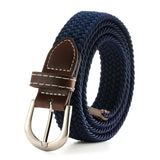 Men Women Canvas Knitted Braided Woven Webbing Belt Elastic Stretch Belts Buckle