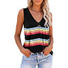 Women Stripe V-Neck Vest Tank Top Sleeveless T-Shirt Loose Pullover Blouse Tee