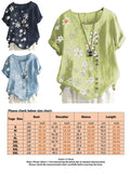 Women Crew Neck T-Shirt Daisy Printing Ruffles Short Sleeve Top Blouse Pullover