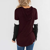 Women's Color Block Casual Loose Hooded Neck Long Sleeve Winter Pullover Hoodie