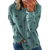 Women Casual Loose Star Printed Hoodie Long Sleeve Sweater T-Shirt Pullover Tops