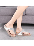 Women Rhinestone Slippers Sandals Slip On Flip Flops Thong Mules Casual Shoes