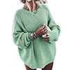 Women's Bat Long Sleeve Loose Knit Sweater Crew Neck Solid Color Pullover Tops