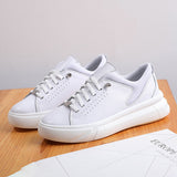 Women Solid Color Lace Up Anti Slip Round Toe Lightweight Casual Wear Flat Shoes