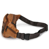 Unisex Cowhide Leather Fanny Pack Waist Bag Belt Pouch Travel Purse Multi-Pocket