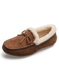 Bowknot Loafers for Women Winter Warm Moccasins Slippers Faux Fur Lined Casual Flat Shoes Indoor & Outdoor