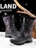 Mens Winter Snow Boots Camouflage Keep Warm Lace Up Outdoor Hiking Mid Calf Booties Anti Slip