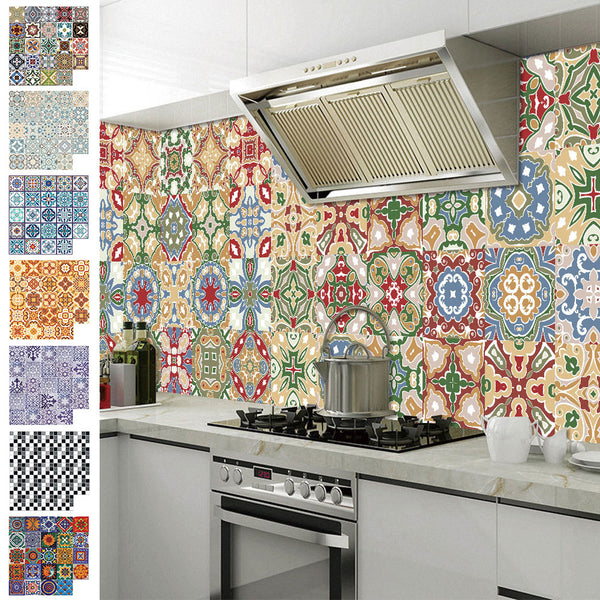Floral Collection Peel and Stick Tile Stickers 24 PC Set backsplash