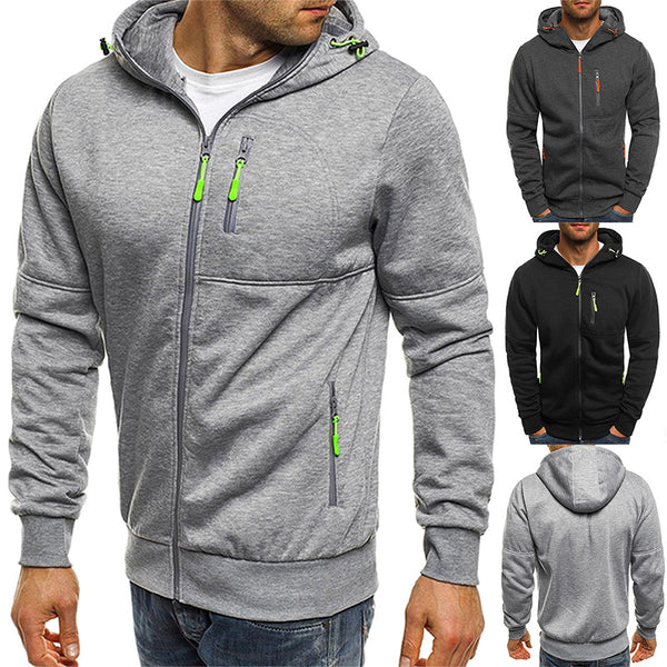 Men's Hoodie Zip-up Smart Casual Sweatshirt Hooded Regular Fit Jumper Pockets
