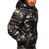 Men Camouflage Splicing Color Coat Long Sleeve Casual Thicken Winter Warm Jacket
