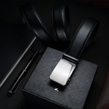 Men's Luxury Genuine Leather Adjustable Belt Ratchet Strap With Automatic Buckle