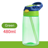 Kids Children Straw Water Bottle Plastic Drinking Cup Leak Proof Portable Sports Student School Suction Cup 16.2oz 480ml BPA Free
