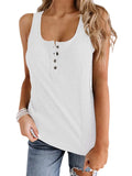 Women's Casual Solid Sleeveless Vest Tank Top Loose T-Shirt Blouse Tops Buttons