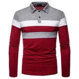 Mens Multicolor Long Sleeve Polo Shirt Casual Tops Blouse Pullover Basic T-Shirt