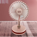 Rechargeable Desk Fan Portable Ultra-Quiet 3 Mode LED Light USB Mini Desktop Fan