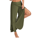 Women Electric Waist Baggy Harem Pants Hippie Yoga Gym Pants Trousers High Slit