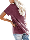 Women's Solid Color Pocket T-Shirt Casual Loose Tops Pullover Blouse Basic Tee