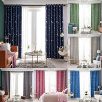 Fashion Curtain 6 Colors Moon Star Blackout Curtains Eyelet Grommet Top Darkening Blockout Curtain For Kids Boy Girl Room