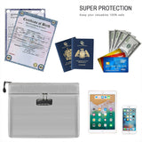 Waterproof Money Bag Fireproof Document Bag Cash Pouch Envelope Holder With Lock