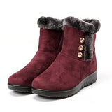 Womens Winter Snow Boots Plush Lined Anti-Slip Ankle Booties Flat Shoes with Zip