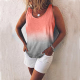Plus Size Womens Loose Sleeveless T-shirt Ladies Gradient Summer Top Blouse