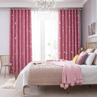 Stars Moon Bronzing Print Shade Thermal Curtain Eyelet Top Curtains Window Drape