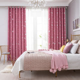 Stars Moon Bronzing Print Shade Thermal Curtain Eyelet Top Curtains Window Drape