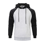 Men Loose Solid Color Stitching Hooded Long Sleeve Hoodies Pullover Sweater Tops