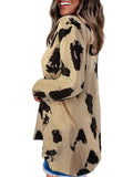 Women's Leopard Print V Neck Loose Fit Long Sleeve T Shirts Casual Comfort Tops