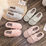 Women's Solid Color Flats Warm Round Toe Closed Toe Magic Tape Warm Casual Shoes