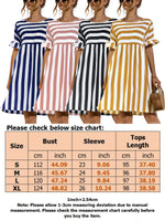 Women Fashion Skirt Striped Printed Short Sleeve Round Neck Casual Dress Ruffles