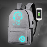 Luminous USB Charger Student Backpack Casual Laptop School Bag Anti-Theft Lock
