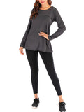 Women's Long Sleeve Yoga Tops Loose Casual T-Shirts Sports Fitness Tee Crossback