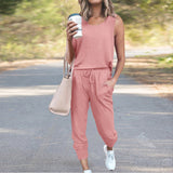 Women's Tracksuit Set Sleeveless Tops + Pants Trousers Sports Fitness Loungewear