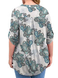 Women Floral Printed V Neck Long Sleeve T-Shirt Pullover Blouse Tops Tunic Tee
