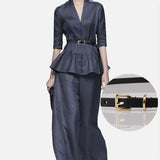 Women Ladies Skinny Pin Buckle Belt Genuine Leather Adjustable Dress Waistband