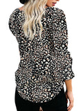 Women's Floral Print V Neck Loose Fit Long Lantern Sleeve T Shirts Pullover Tops