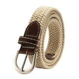 Men Women Canvas Knitted Braided Woven Webbing Belt Elastic Stretch Belts Buckle