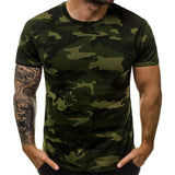Men Camouflage Short Sleeve Crew Neck Casual Tops T-shirt Blouse Pullover Tunic