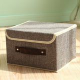 Large Collapsible Storage Bins Linen Fabric Foldable Storage Boxes Organizer Containers Baskets Cube with Cover for Home Bedroom Closet Office Nursery