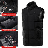 Men's Electric Vest Heated Jacket Thermal Heating Pad Winter Body Warmer 9 Areas