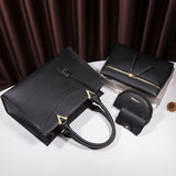 4Pcs Set Leather Handbag Tote Top Handle Satchel Purse Work Bag Shoulder Crossbody Bags with Wallet Card Bag for Women